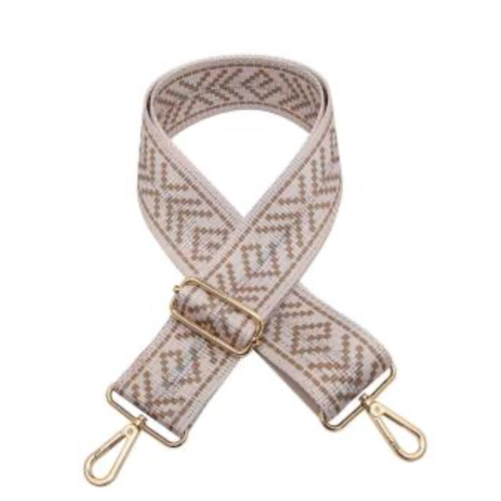 NWT - Guitar Strap - 29" - 51" adjustable - Taupe - Gold metallic